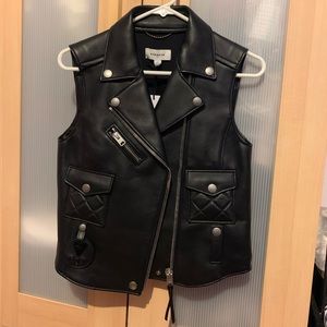 Brand New Coach Calf Leather Biker Vest